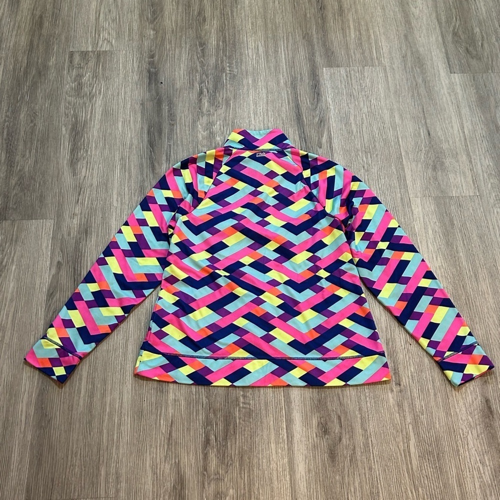 Fila Colorful Geometric Pattern Athletic Activewear Sport Performance Pullover - Picture 4 of 11